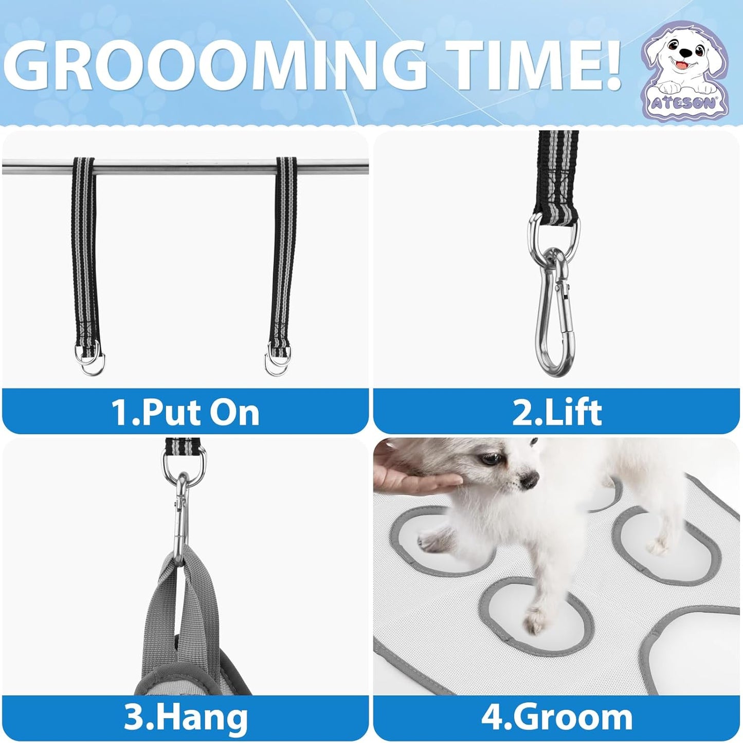 Pet Grooming Hammock Harness for Medium/Large Dogs Nail Trimming, Dog Sling for Cutting Nails, Dog Hanging Holder Hanger with Nail Clippers, Nail File, Scissors