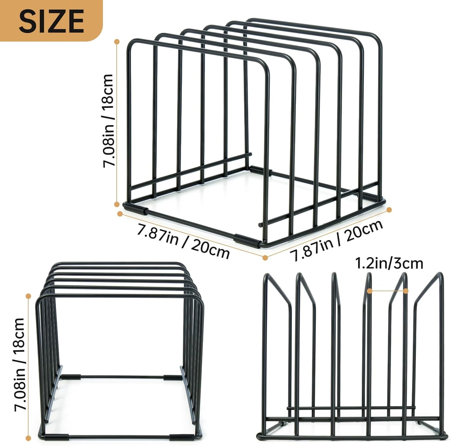 2-Pack 5-Tier Cutting Board Holder, Kitchen Cabinet Organizer Holder, Space-Saving Kitchen Storage for Cutting Boards, Bakeware, Trays,Thin Pans and Cookbooks, Baking Sheets Organizer
