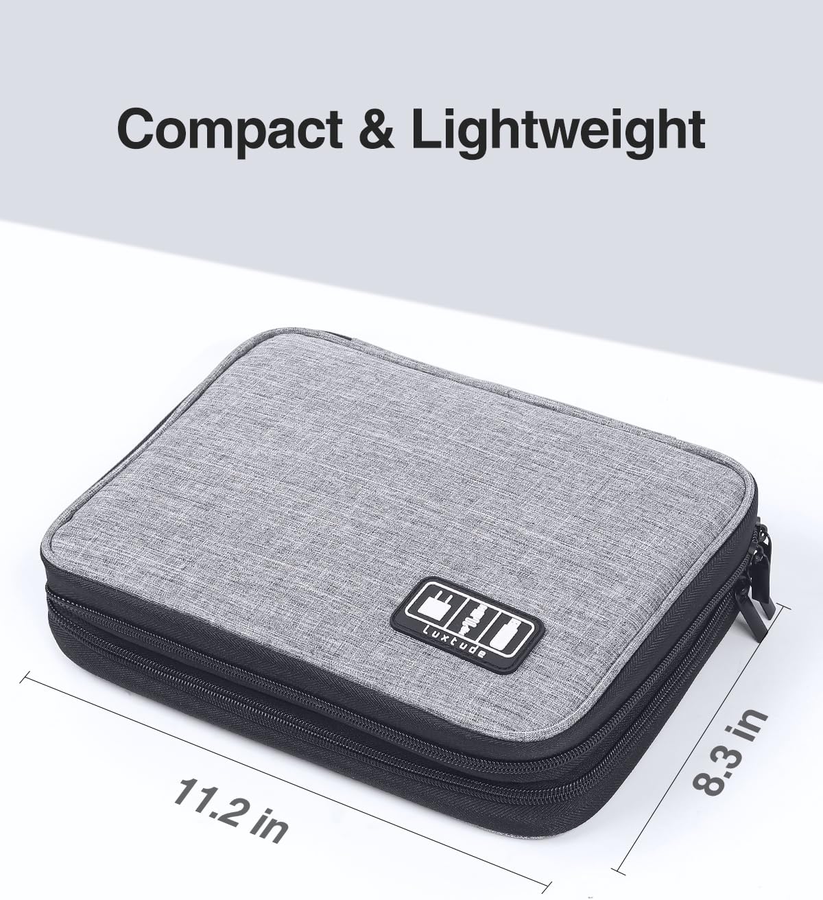 Luxtude Travel Cord Organizer Case, Electronic Organizer Travel Case Large, Portable Cable Organizers Bag, Flat Tech Bag for Cable Storage/Cord Storage/iPad Pro(up to 11")/Wall Charger/Electronics