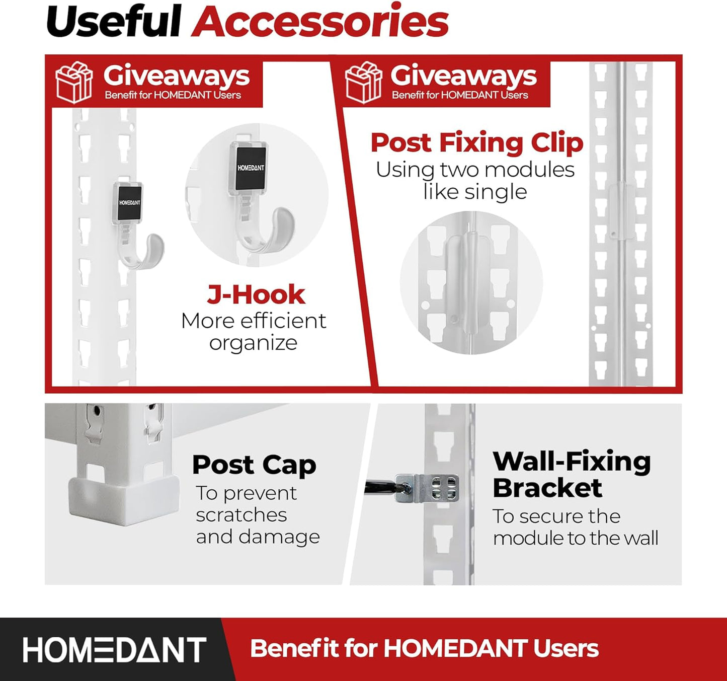 HOMEDANT 5 Tier Storage Shelves Adjustable Laminated Boltless Garage Metal Shelving Unit Heavy Duty Utility Rack Shelf Warehouse Pantry Closet Kitchen (4, (L) 48.1" W, White)