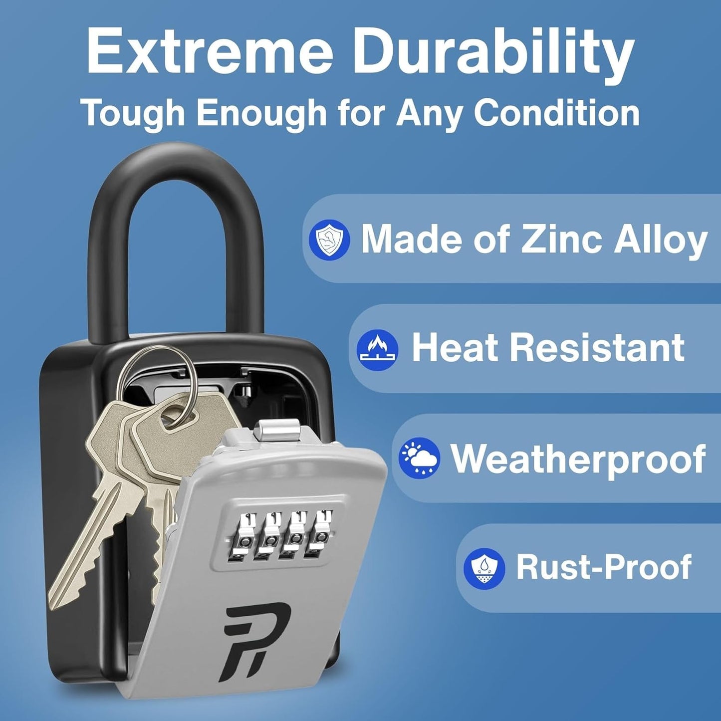 RUDY RUN Key Lock Box for Outside - Combination Realtor Lockbox for House Keys Outdoor