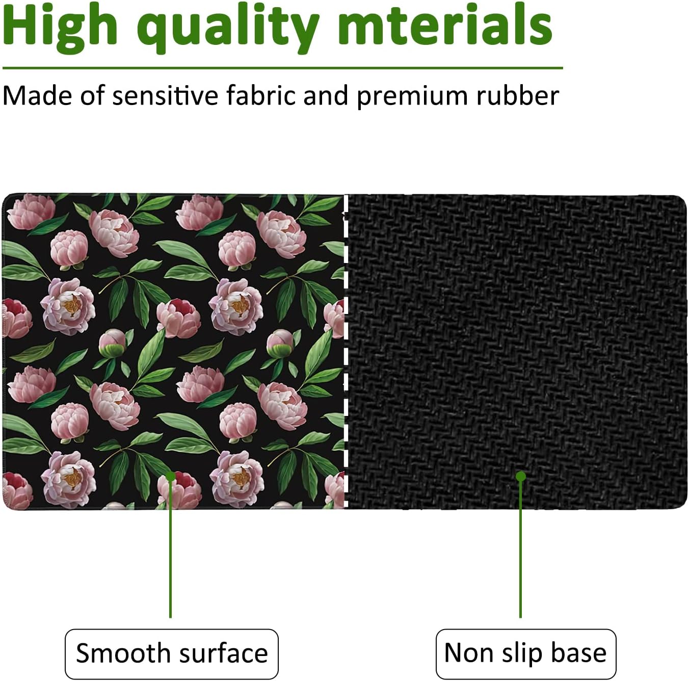 Beautiful Flower Pink Peonies Gaming Mouse Pad XXL Large Desk Mouse Pad Keyboard Mat with Stitched Edges Waterproof Non-Slip Desk Mat for Laptop,Keyboard,Computer 35.4 * 15.7 Inch