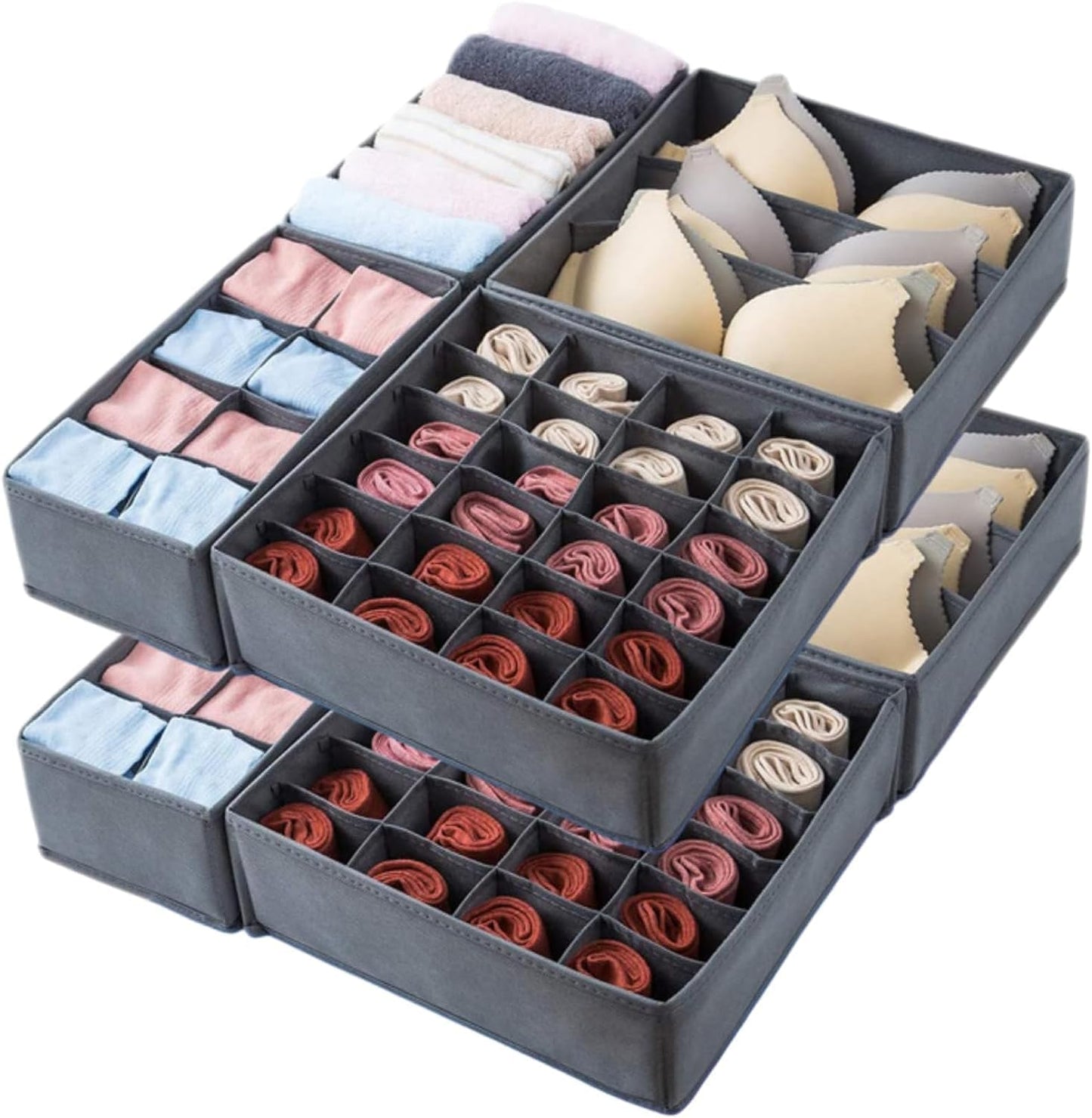 Dresser Drawer Organizer 8 Pack Clothes Underwear Sock Storage Dark Gray Drawer Dividers Grey Foldable Closet Organizer Storage Box Dresser Drawer Organizers