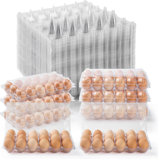 APOCHON 40PCS Plastic Egg Cartons 18 Count,Clear Egg Cartons Cheap Bulk for Fresh Eggs,Reusable Egg Holder for Family,Pasture,Farm Markets Display - Medium Egg Containers 3x6 Grids