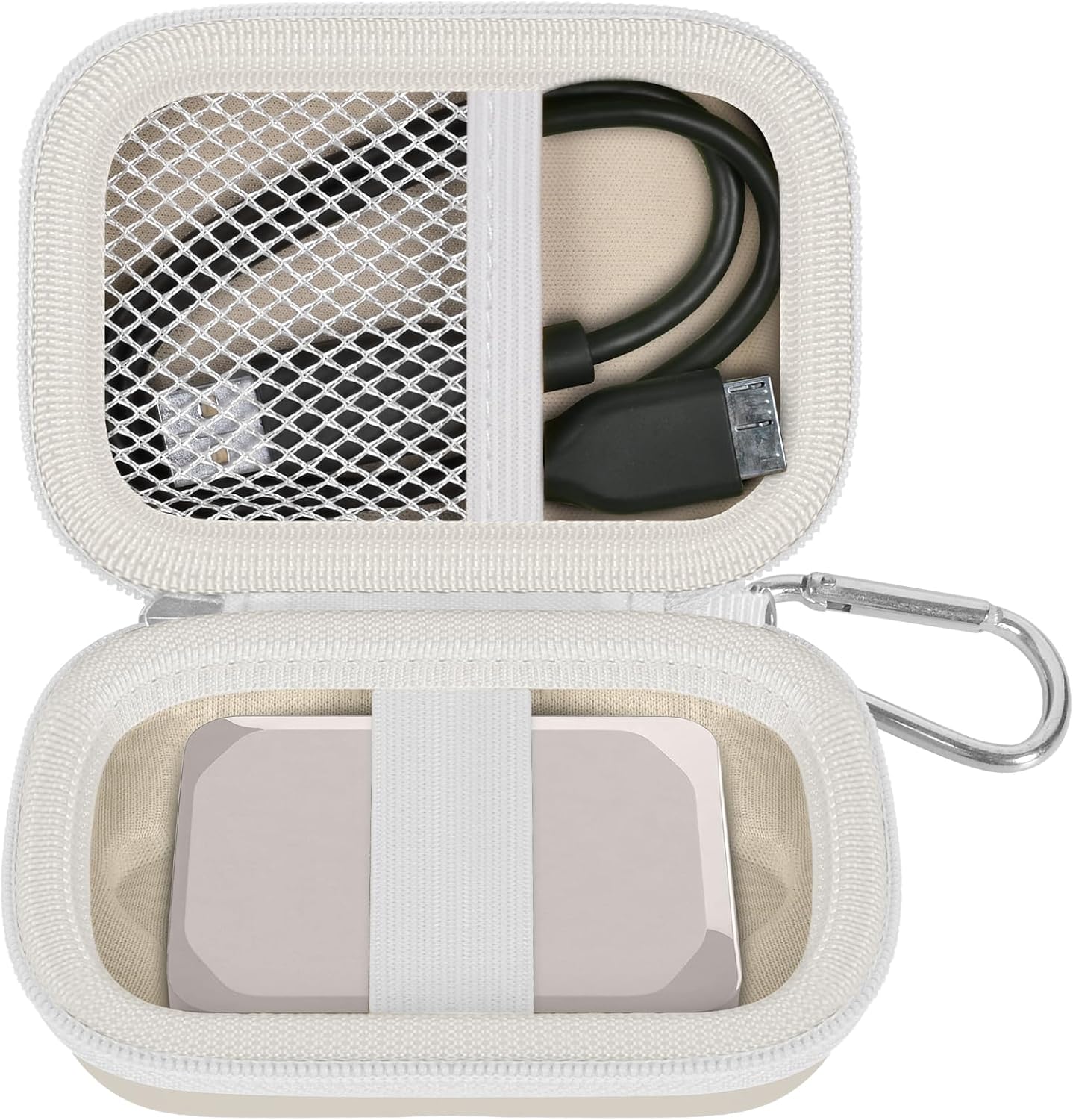 Carrying Case Compatible with Crucial X10/ X9 Pro 4TB/ 2TB/ 1TB Portable SSD, External Solid State Drive Hard Storage Holder Bag Fits for USB-C Cable (Box Only) (Beige)