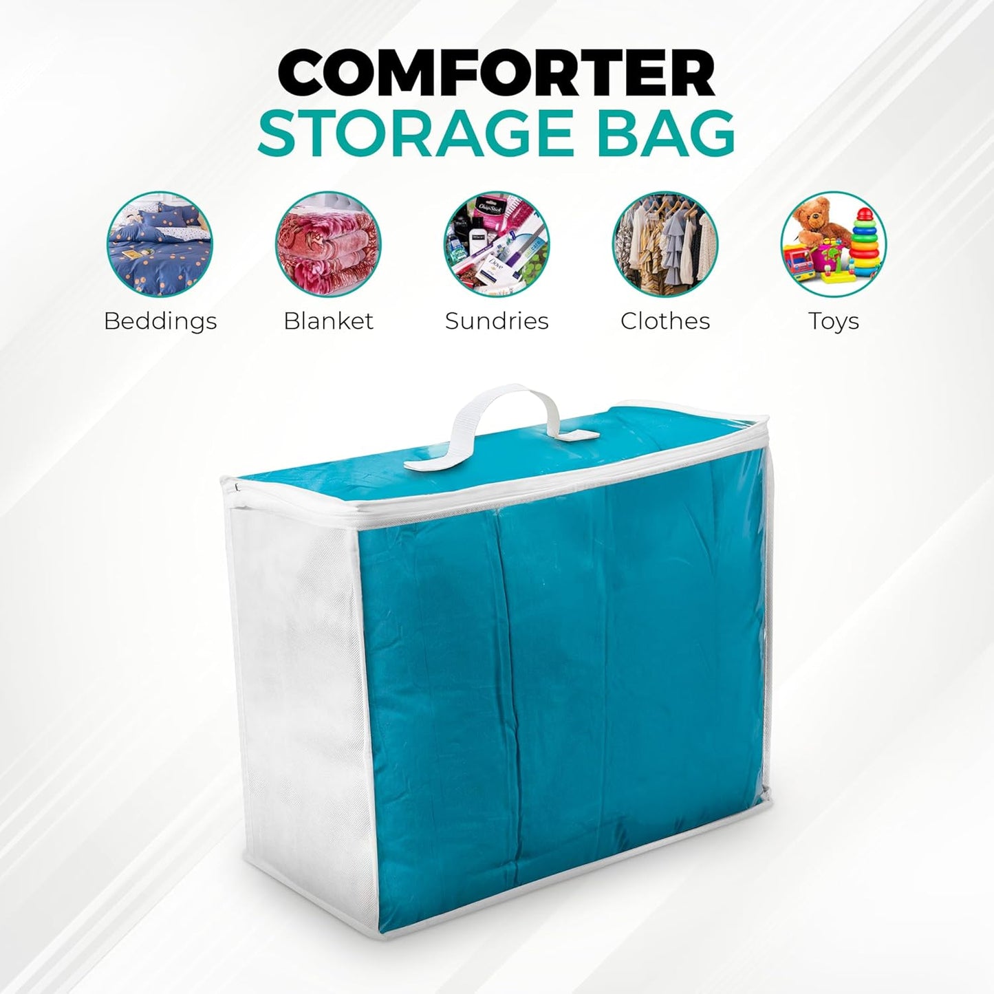 3 pack Clear Plastic Storage Bag with Zipper, Foldable Moving Bag for Comforters, Blankets, Bedding, Storage Containers, Breathable, Durable Clothes and Duvet Closet Organizers, 18x15x9