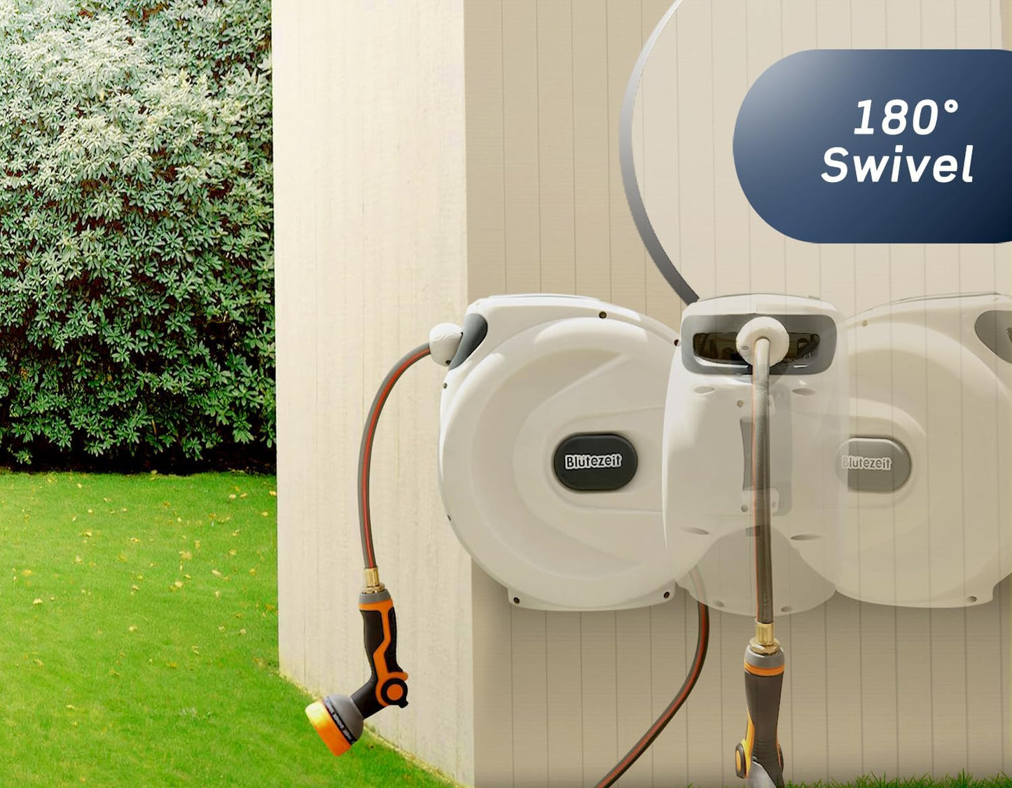 Blütezeit Retractable Garden Hose Reel Wall-Mount Heavy Duty