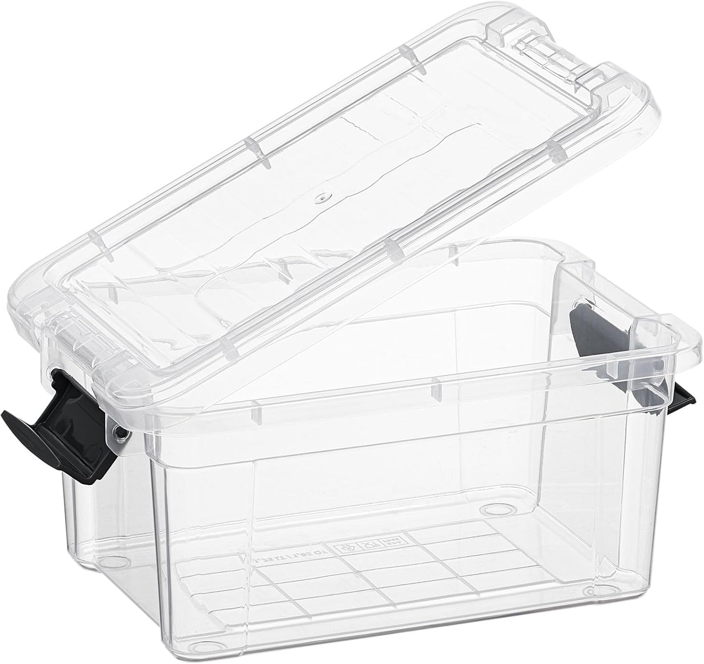 Superio Clear Storage Bins with Lids, Stackable Storage Box with Latches and Handles, Extra Small, 6 Pack 1.75 Quart