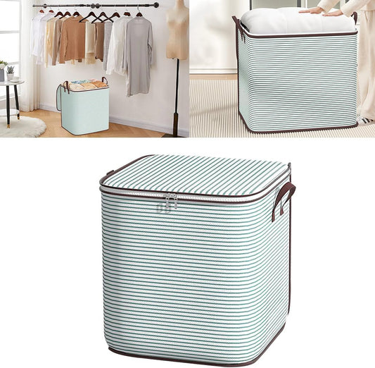 Blanket Storage, 100L Foldable Storage Bin, Large Clothes Organizer Bags, Collecting Containers with Handle Zippers Blanket Organization for Bedroom Closet Comforter Sheets Pillow