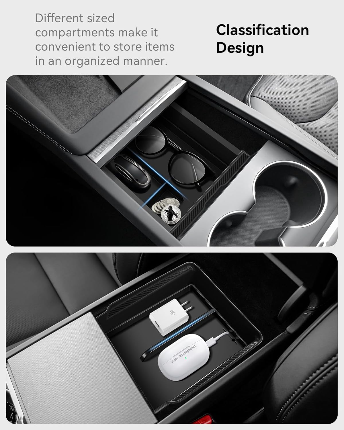 for Tesla Model Y Juniper Center Console Organizer Slide Smoothly Wear-Resistant Easy to Clean Model 3 Highland 2024-2026 New Model Y Juniper Accessories 4 PCS