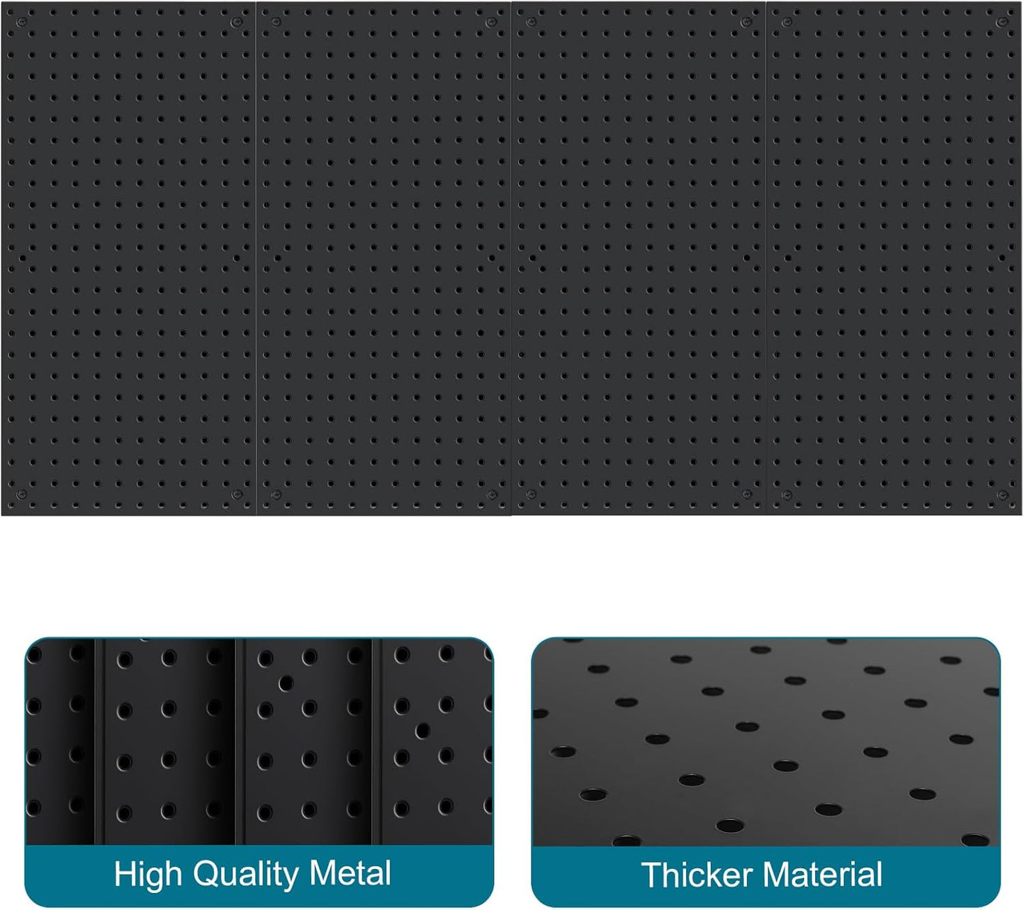 4 Pack 12-Inch X 24-Inch Metal Pegboard Wall Panels, Peg Boards for Garage Tool Storage (Black1224)