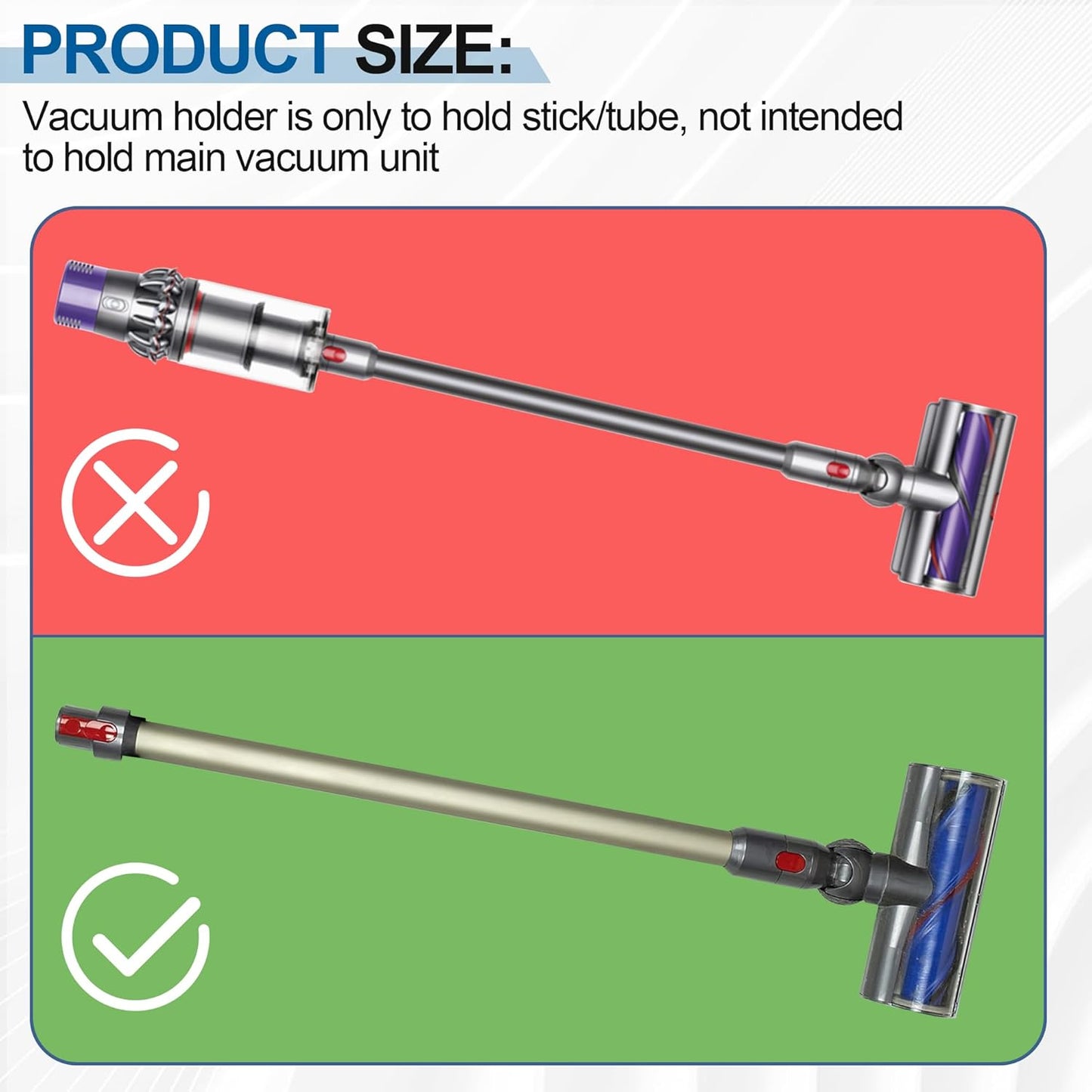 Vacuum Wall Mount Holder Bracket for Dyson Stick Wand Tube - Wall Mount Hook Hanger Compatible with Dyson Stick Vacuum Cleaner V15 V11 V10 V8 V7, Vacuum Attachments & Accessories for Dyson Stick
