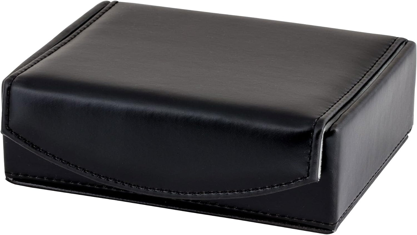 Mens Leather Travel Cufflinks Ring Storage Box Case Includes 2 Sets Metal Collar Stays - Holds 9 To 12 Pairs - ‎5.75 x 4.75 x 1.75 inches Holder Organizer