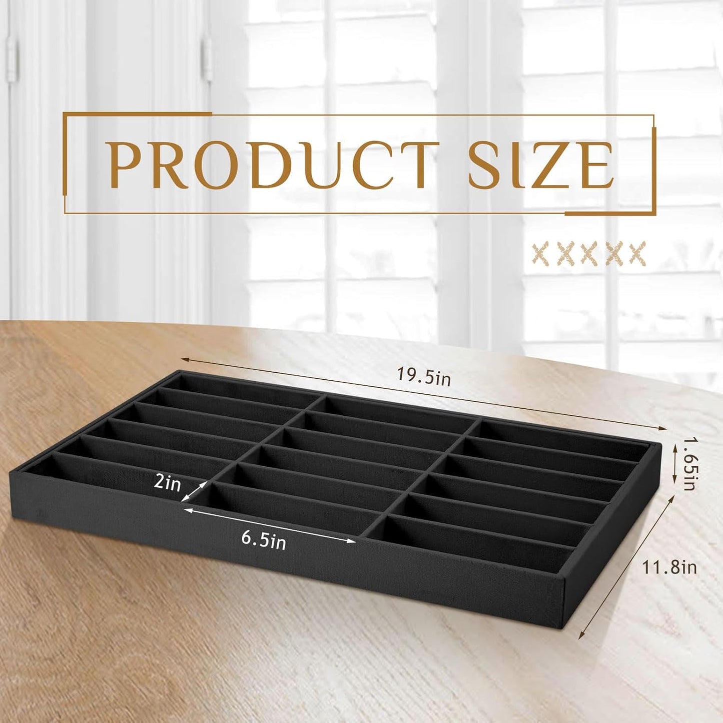 Amylove 2 Pcs Sunglass Organizer Trays Glasses Stackable Jewelry Trays Sunglass Organizer Display Box (18 Grids,Black)