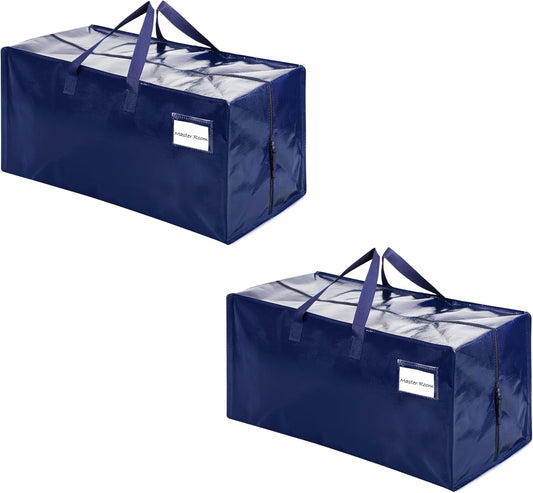 VENO 2 Pack Moving Bags w/Backpack Straps, Heavy Duty, Moving Boxes Alternative, Packing Supplies, Large Storage Totes for Dorm Room Essentials with Zipper for Clothes (Blue, 2 Pack)