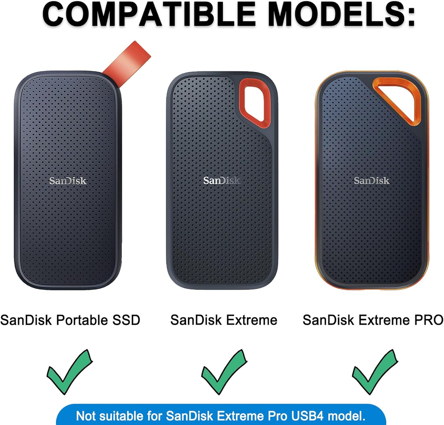 Lacdo Hard Carrying Case for SanDisk Extreme Pro/SanDisk Extreme Portable External SSD 500GB 1TB 2TB 4TB 8TB USB-C Solid State Drive EVA Shockproof Protective Storage Travel Bag, Black+Black