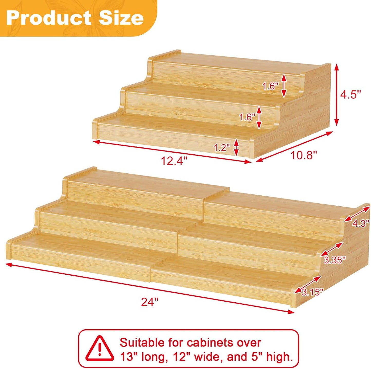 Expandable Bamboo Cat Food Can Storage for Pantry, 3-Tier Adjustable Can Organizer Shelf for Pet & Human Cans, Canned Goods & Food Storage for Cabinets, Holds Up to 24 Cans (Patent Pending)