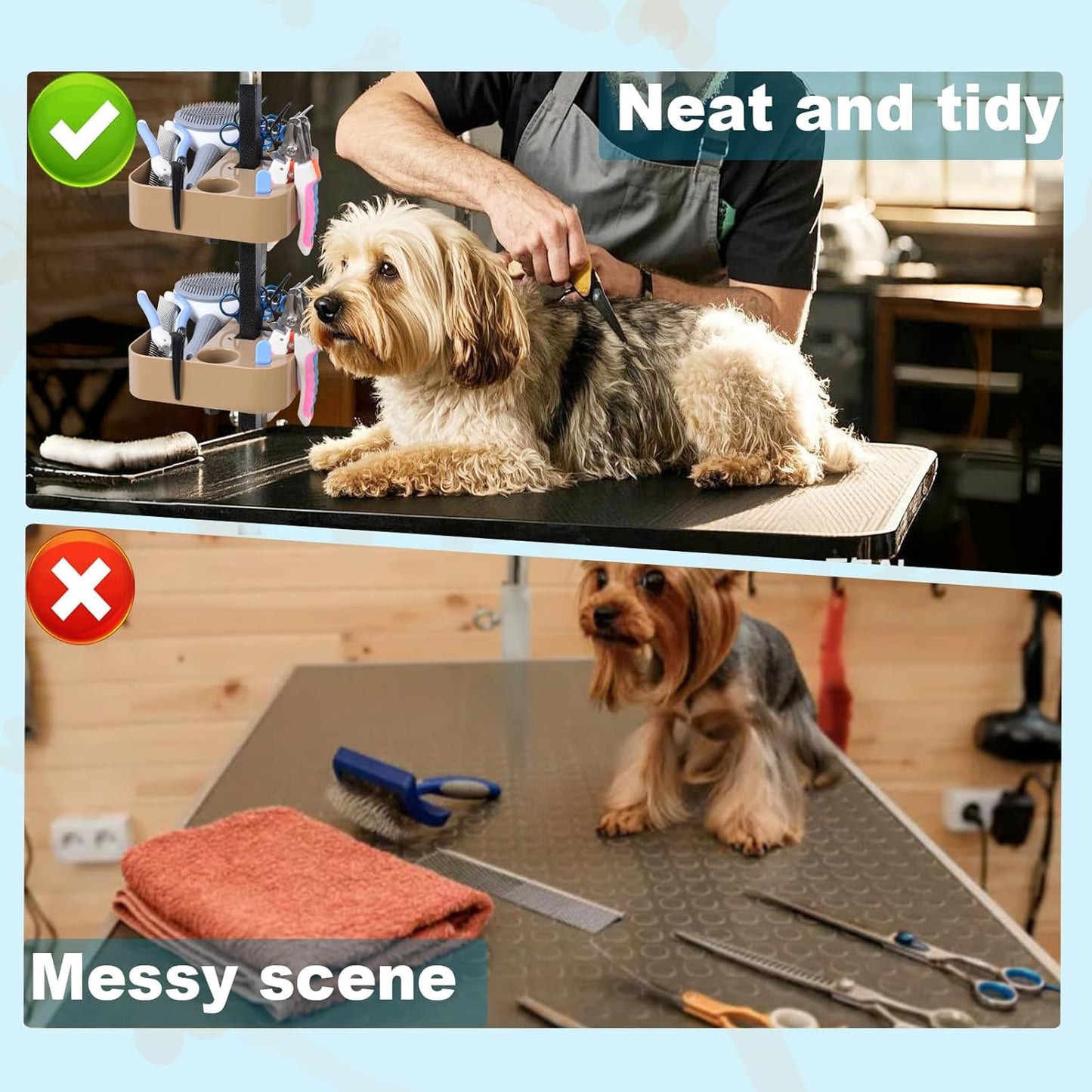 Adjustable Pet Grooming Storage Rack - Holds Grooming Scissors, Brushes and Tools - Compact, Durable and Easy to Install