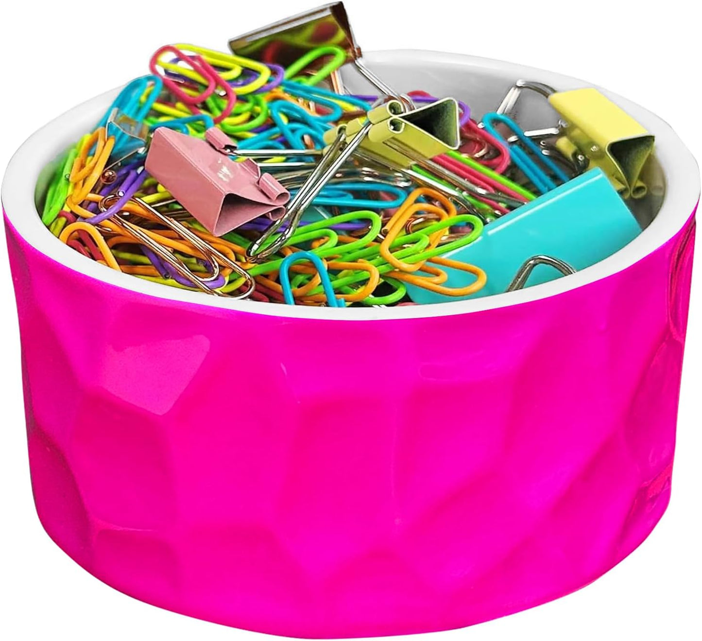 Paper Clip Holder Ceramic Paper Clip Holders Paperclips Holder Dispenser Cute Paper Clip Organizer for Desk Binder Clip Holder Bobby Pin Hair Clip Holder Gift for Office (Hot Pink)