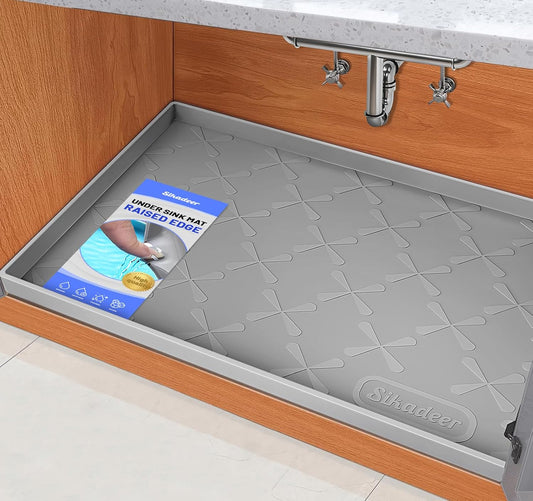 SIKADEER 19" x 19" Under Sink Mat Waterproof, Silicone Mat Kitchen Drawer Shelf and Cabinet Liner, Sink Protector for Kitchen Organizers and Storage, Boot Tray Pet Food Mats