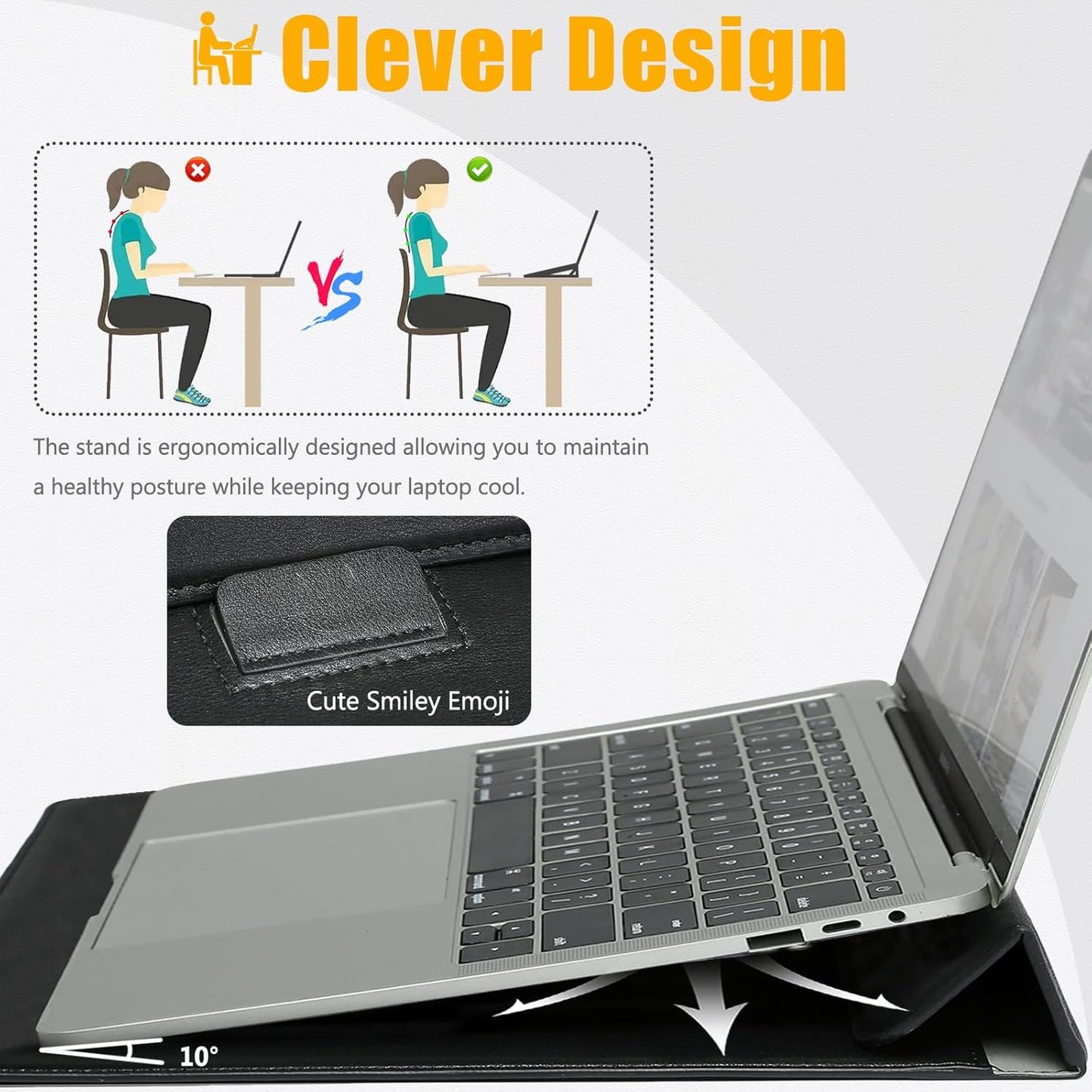HYZUO 15-16 Inch Laptop Sleeve Case with Stand Feature for MacBook Pro 16 M4/M3/M2/M1 Pro/Max 2025-2019, XPS 15, MacBook Pro 15 2015-2012, Samsung Galaxy Book Flex/Pro 15, Black