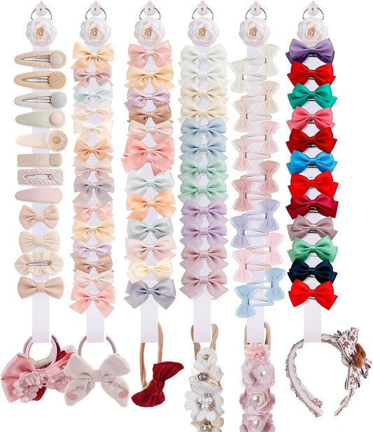 6PCS Bow Holder Hair Bow Organizer,Baby Decorative Hair Accessories Organizer,Flower Hair Clips Storage Bow Holder for Girls Hair Bows,Room Nursery Wall Hanging Decors (hua-6-B) (hua-6-B) (hua-6-B)