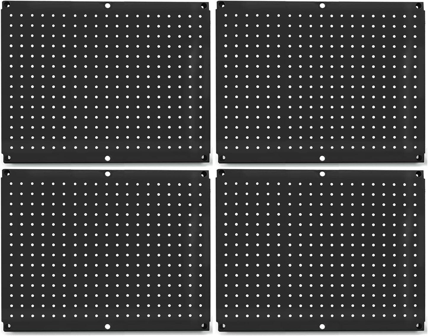 Metal Pegboard 16-Inch Tall x 20-Inch Wide Heavy Duty Wall Organizer for Home Garage Tool Storage 4pcs Black