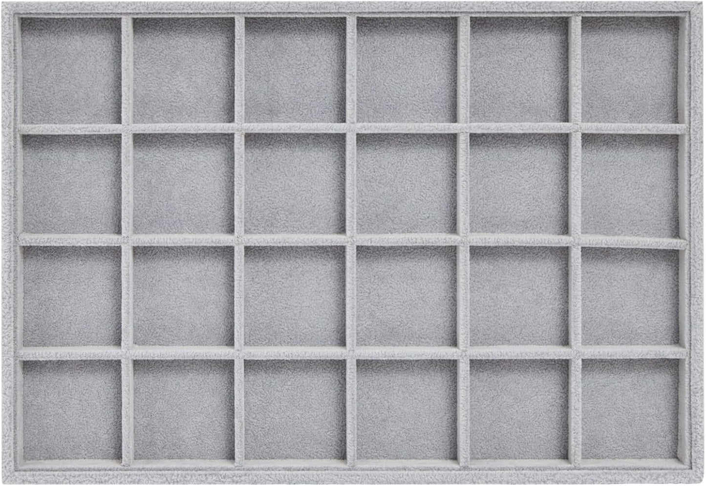 Juvale Velvet Jewelry Organizer Tray - Earring Tray Insert with 24 Compartments - Stackable Jewelry Drawer Organizer - Includes Bracelet Holder Slots - Gray, 14 x 10 in