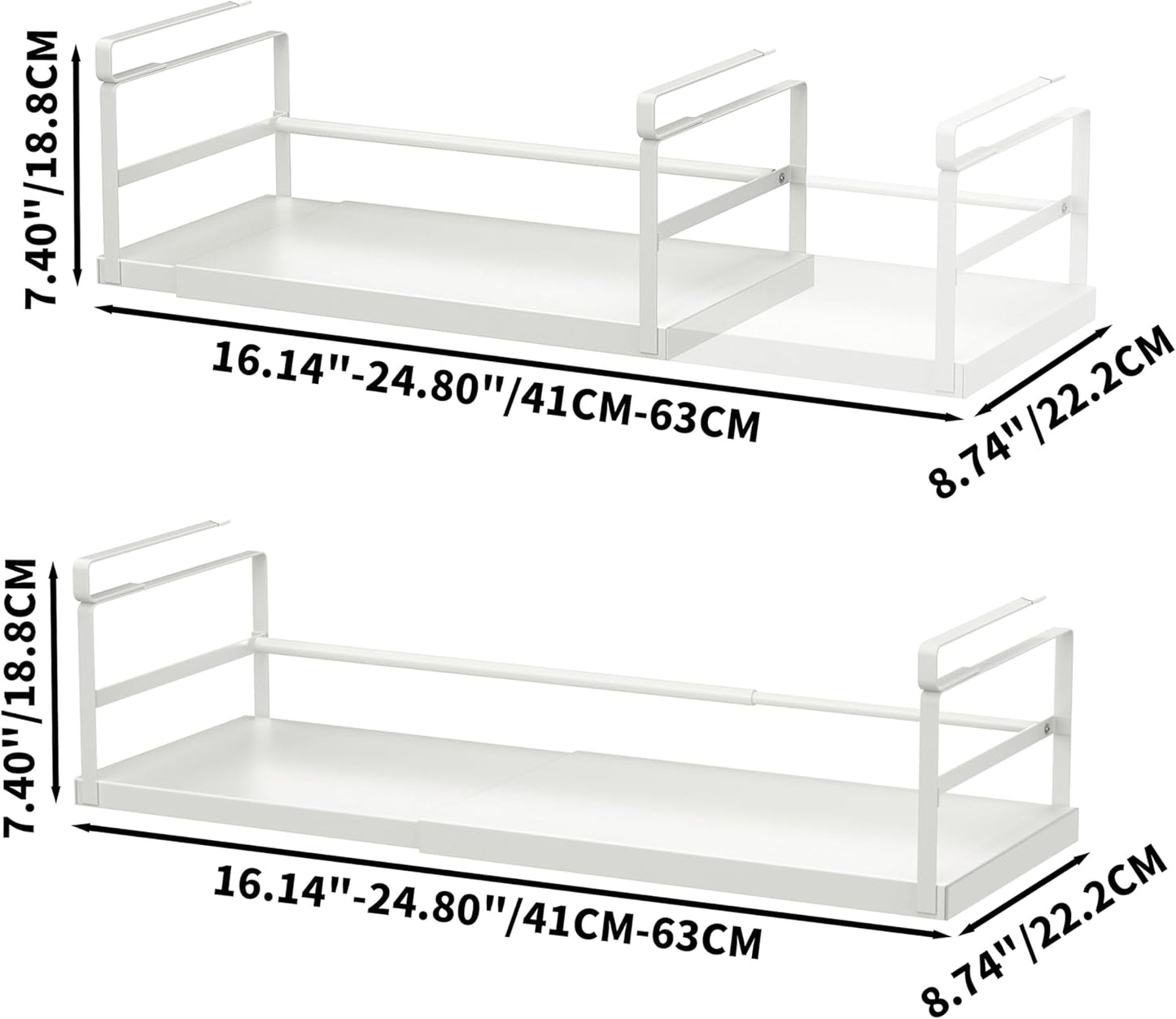 Finnhomy 2 Pack Under Cabinet Organizer, Pantry Organizers and Storage, Under Shelf Basket, Pantry Organization, Expand between16.14”-24.8”, Light Gray
