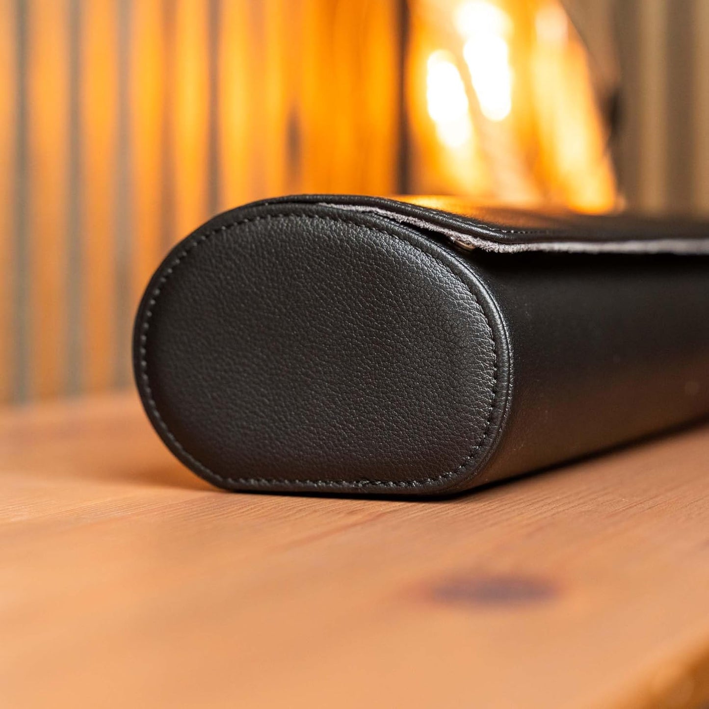 DailyWatch | Personalized Watch Roll Travel Case For 4 Watches - Handmade Genuine Leather Travel Case With Custom Engraving of Name or Initials - Black Grey