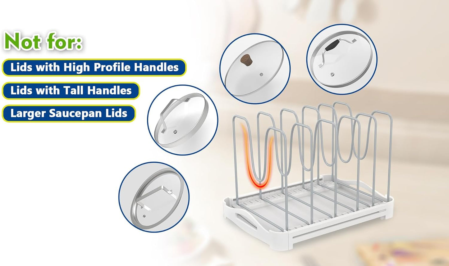 EVERIE Adjustable Bakeware Organizer Pot Lid Holder Rack for Pots, Cake Molds, Cutting Boards, Mats, Cookware, GS02SS, Pack of 2