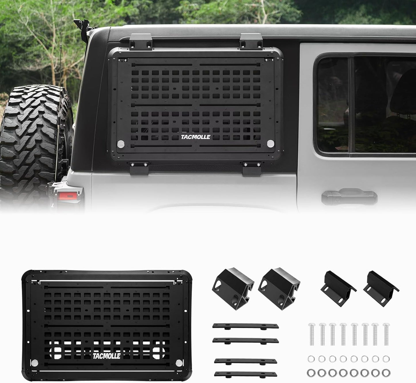 Rear Side Window Storage Panel - Tactical Modular Storage for Tools MOLLE Accessories, Rear Window MOLLE Panel Fits Jeep Wrangler JL 2018-2024