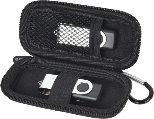 USB Flash Drive Case, SD Card Holder Compatible with Thumb Drive, Memory Cards, SDXC SDHC Storage Bag, Electronic Accessories Organizer for SanDisk for Samsung for Inland (All Black)