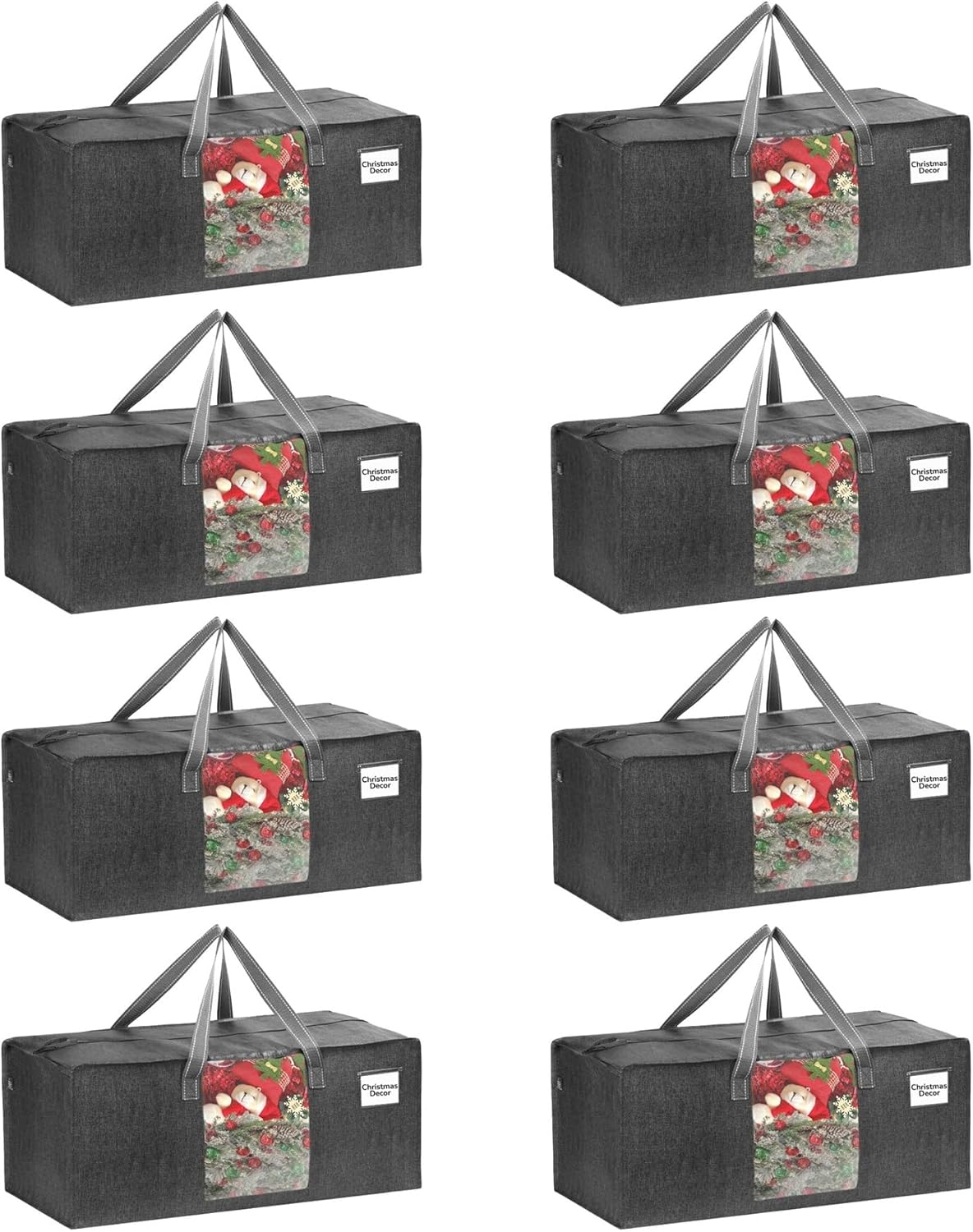 VENO 8 Pack Moving Bags Extra Large Storage Bags for College Move-In, Heavy-Duty Storage Totes, Packing Boxes, and Wardrobe Moving Supplies - Durable Laundry Bags for Clothes (Gray w/Window, 8 Pack)