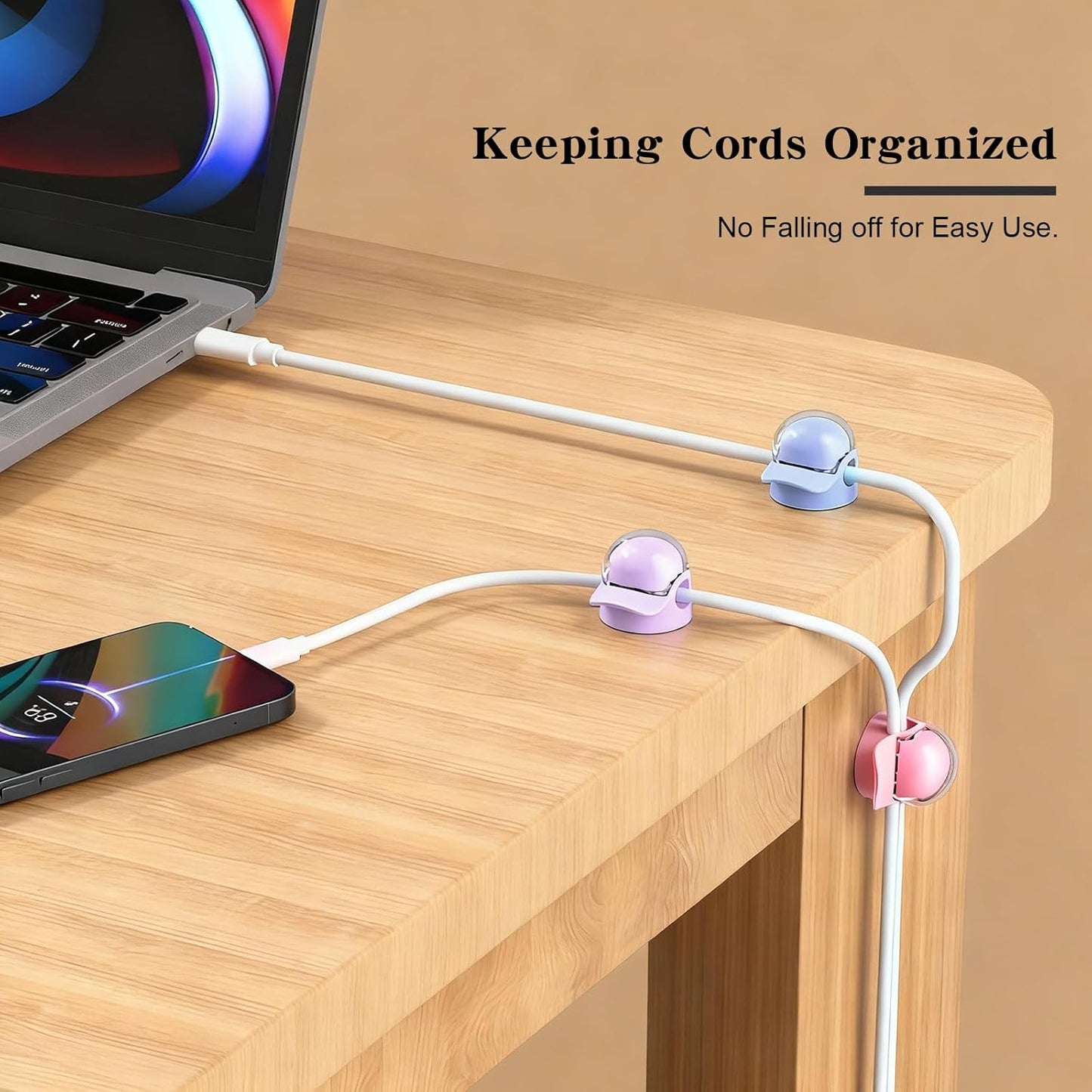 Eiito Cord Organizer [1s Lock] Spring Cable Management Clips -Desk Cord Holder, Adhesive Cute Cap Form Cable Clip, Phone Charger Wire Organizer Keeper for Nightstand Car Office Accessory(20Pack)