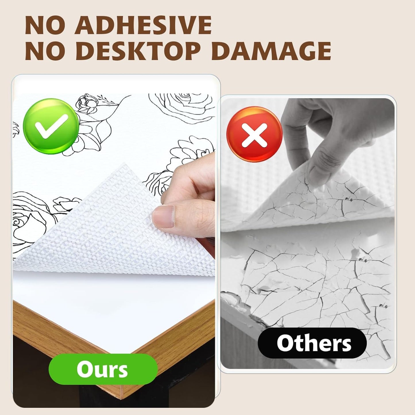 Shelf Liners for Kitchen Cabinets 17in x 20FT Non Adhesive Drawer Liner Black and White Floral Thickened Shelf Liner Paper Strong Non-Slip Easy to Clean for Tool Box with Knife and Tape Measure