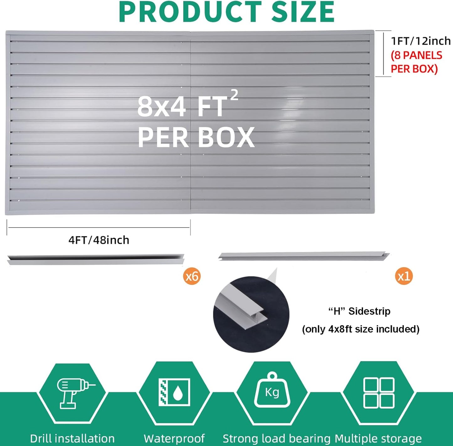 Slat Wall Paneling Garage Slat Wall Storage Systems Organizer Grey Slatwall 4x8 ft Garage Tool Mount Garden, PVC Wallpanel Storage & Organization Products