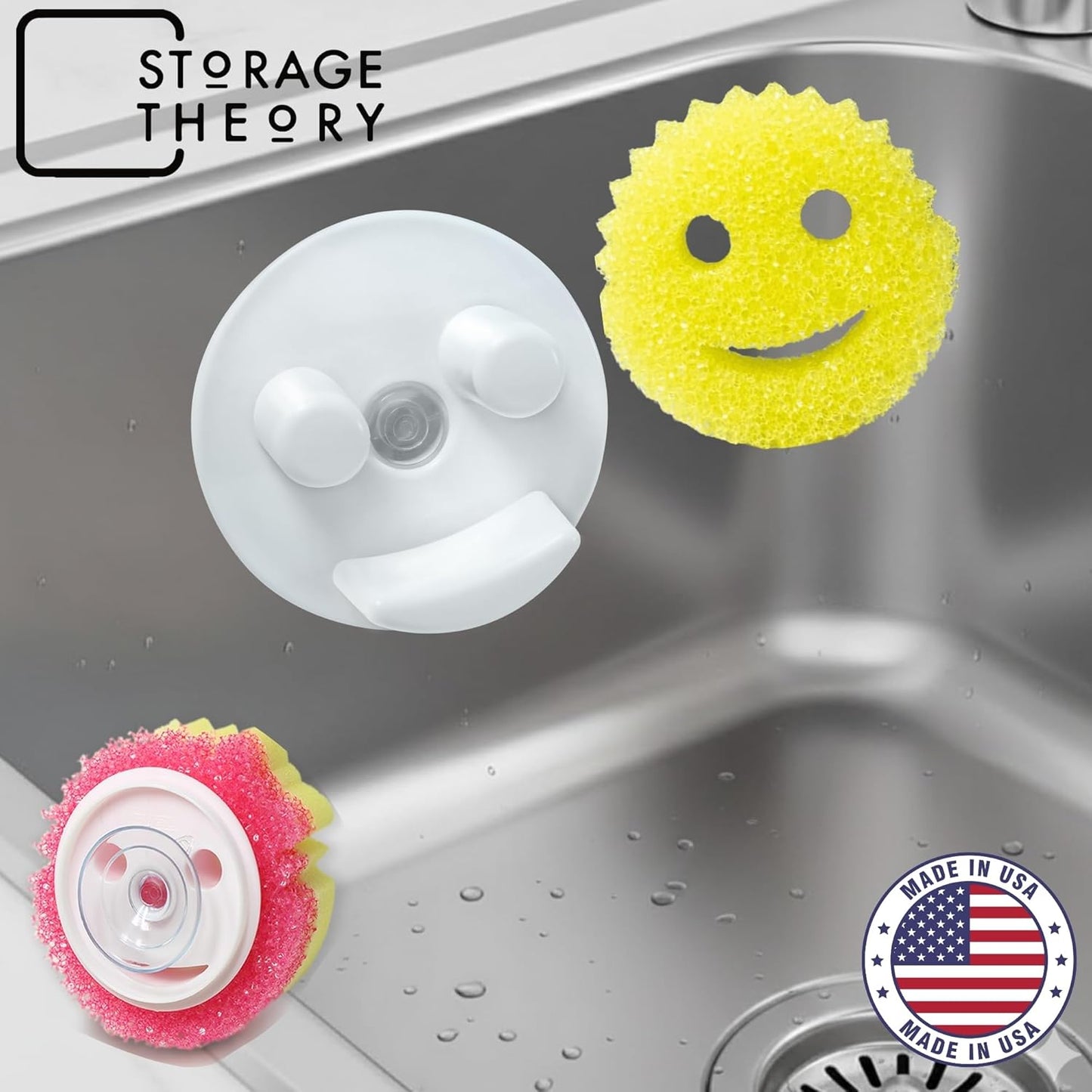 Scrub Daddy Sponge Holder - Stop Soggy Sponges with Suction Cup Caddy - Compatible Scrub Mommy Holder & Kitchen Sink Organizer by BeraTek - White, 1-Pack