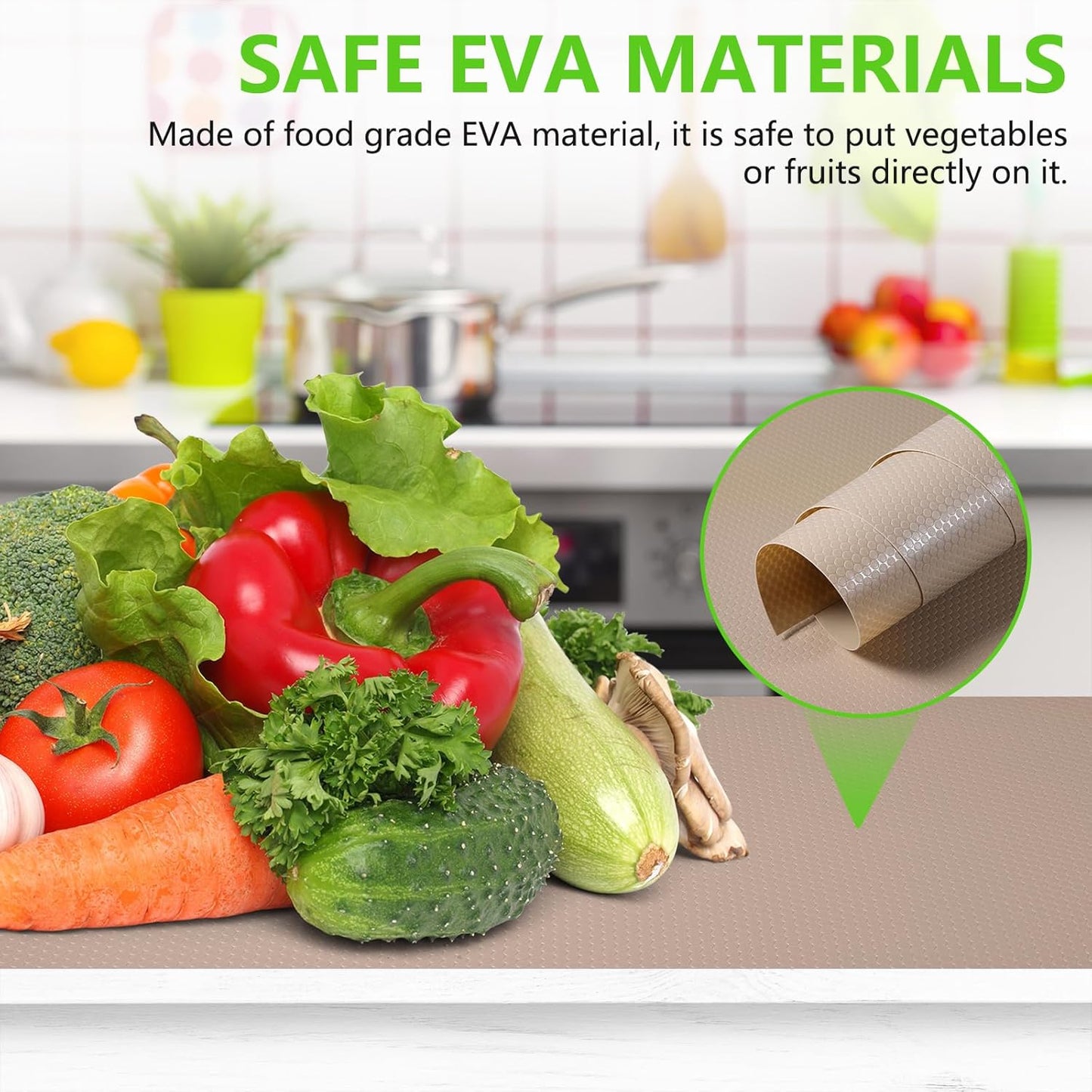 Beige Shelf Liners for Kitchen Cabinets Non Adhesive Drawer Liner for Bathroom Waterproof Refrigerator Liners for Shelves Fridge Plastic Mats Cabinet Cupboard Liner 23.6 x 236.2 Inches