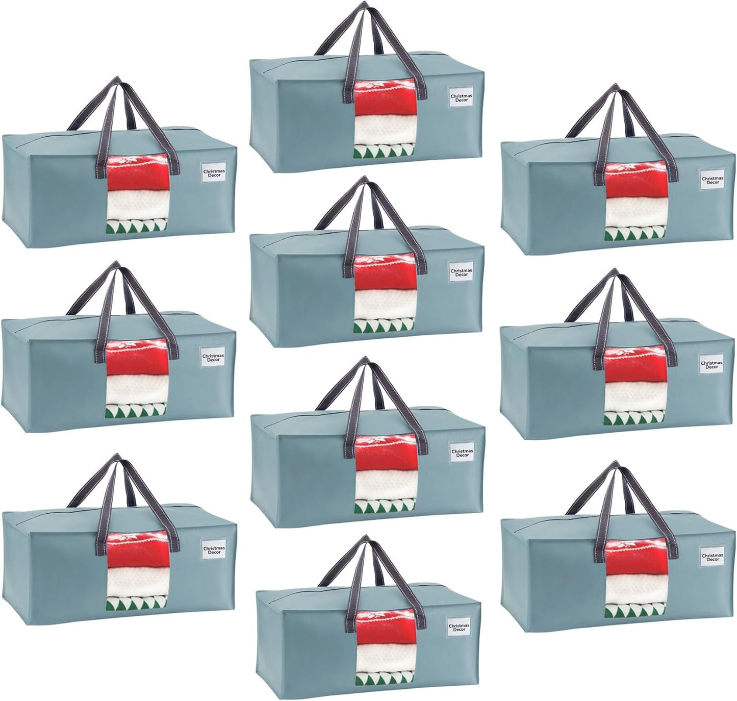 VENO 10 Pack Moving Bags for College, Heavy-Duty Storage Totes, Moving Boxes and Wardrobe Packing Supplies Alternative - Extra Large Durable Laundry Bags for Clothes (Light Blue Matte, 10 Pack)