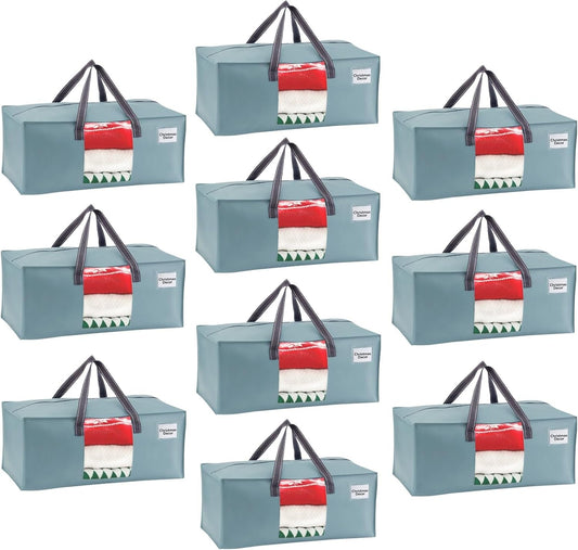 VENO 10 Pack Moving Bags for College, Heavy-Duty Storage Totes, Moving Boxes and Wardrobe Packing Supplies Alternative - Extra Large Durable Laundry Bags for Clothes (Light Blue Matte, 10 Pack)