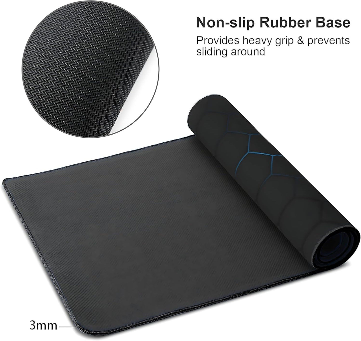 Hexagon Honeycomb Large Mouse Pad,Gaming Keyboard Desk Pad,Extended Mouse Mat Non-Slip Rubber Base with Stitched Edges for Office Game Home XL 31.5"x11.8"