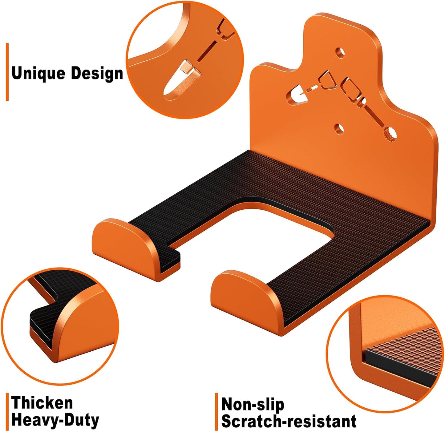 Garage Storage Trimmer Rack, Weed Whackers Holder Organizer Garden Power Tool Hanger Wall Mounted for Garage Trimmer, Hedge Trimmer, Grass Trimmer, Garden Tools,4 Packs(Orange)