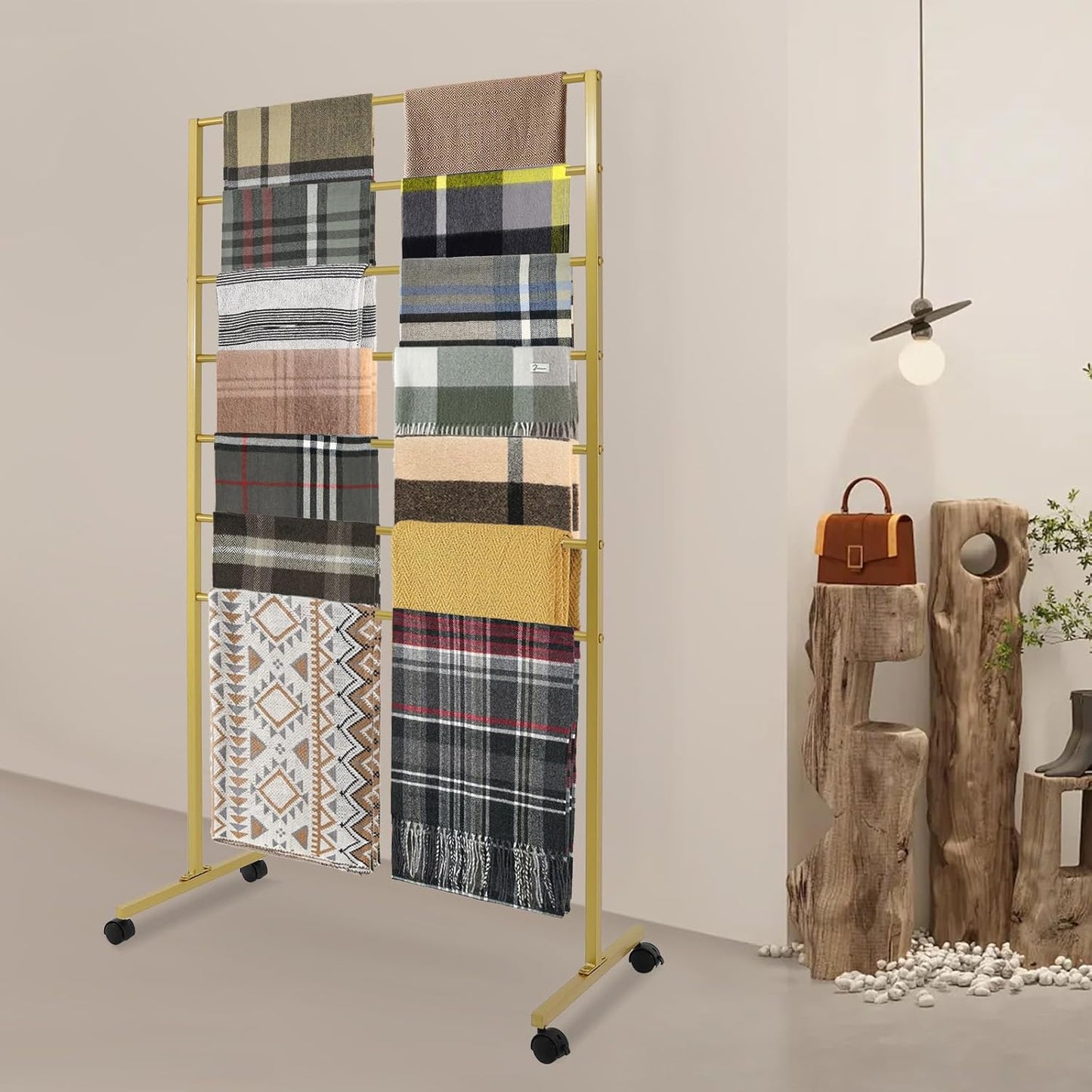 Scarf Organizer, Scarf Display Stand, 7 Tier Metal Scarf Holder Organizer, Floor-standing Scarf Rack for Commercial or Home, Hijab Stand RackTies Belt Pants Hanging Rack