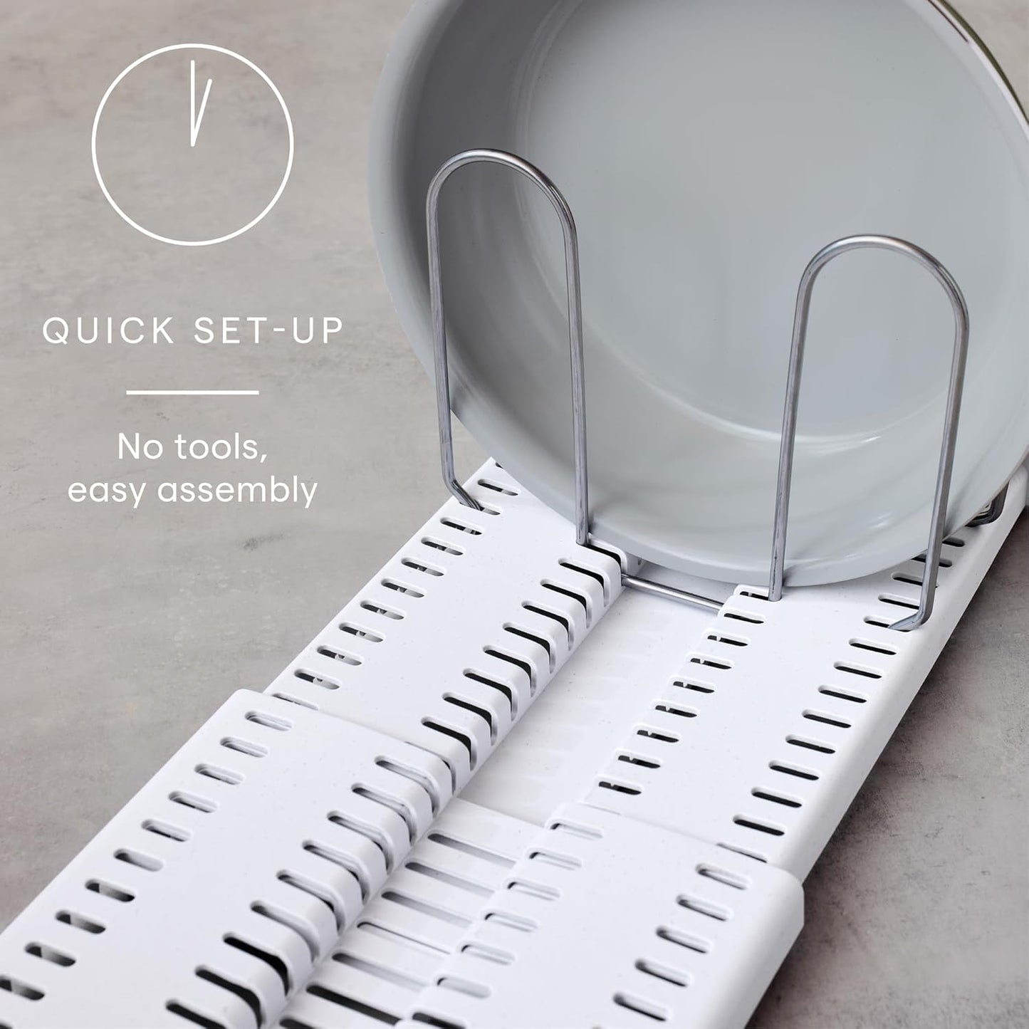 YouCopia StoreMore Expandable Pan and Lid Rack with Steel Wires, 12.5"-22" Wide Adjustable Pan Organizer for Kitchen Cabinet Storage, Premium Edition
