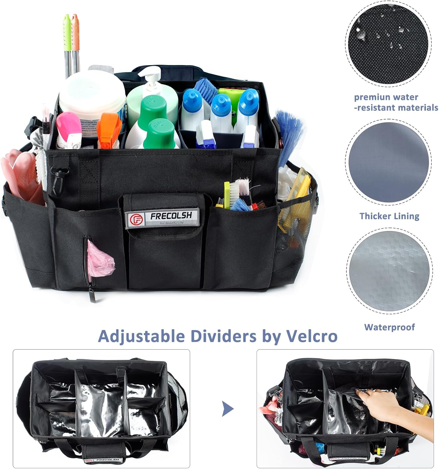 Cleaning Caddy for Cleaning Suppliers Organizer with Pockets for House Cleaning Essentials, Cleaning Organizer, Wearable Cleaing Bag Tote, Storage Caddy for Housekeeping