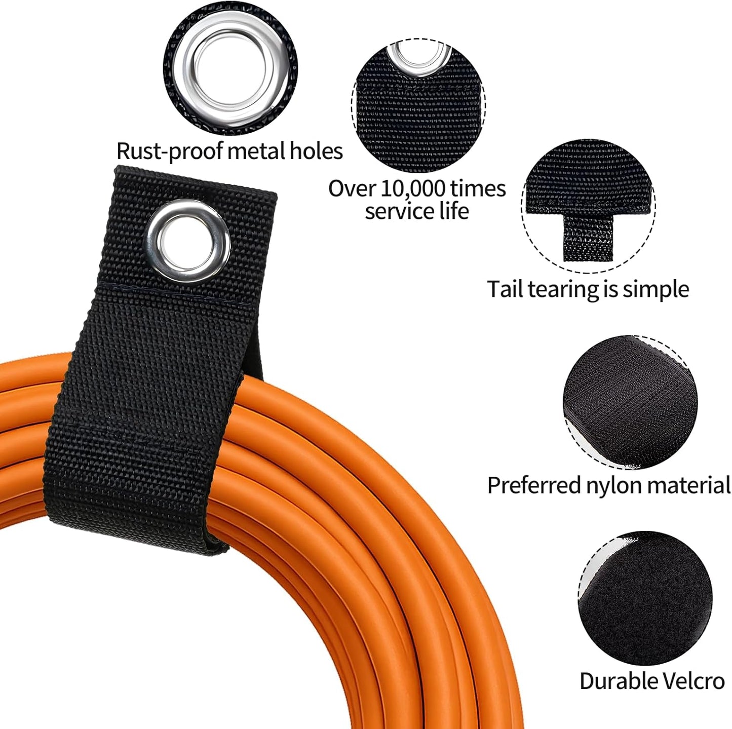 3-Pack Heavy-Duty Extension Cord Holder, Two Sizes, Durable Nylon Cable Organizer Straps for Hanging Cables，Cords, Hoses, Ropes，Tools and Outdoor Organization