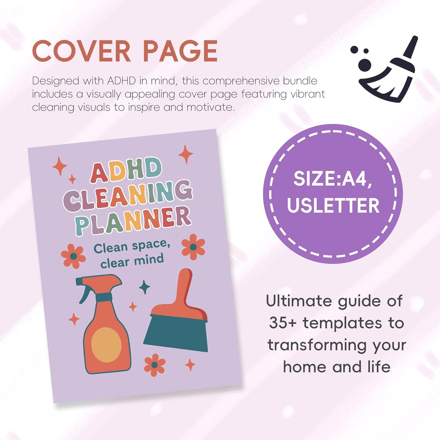 ADHD Cleaning Planner | Home Cleaning Schedule for Adults | Daily, Weekly, Monthly, Yearly Cleaning Checklist | Declutter, Organizing, Family | ADHD Cleaning and Organizing Planner for Women