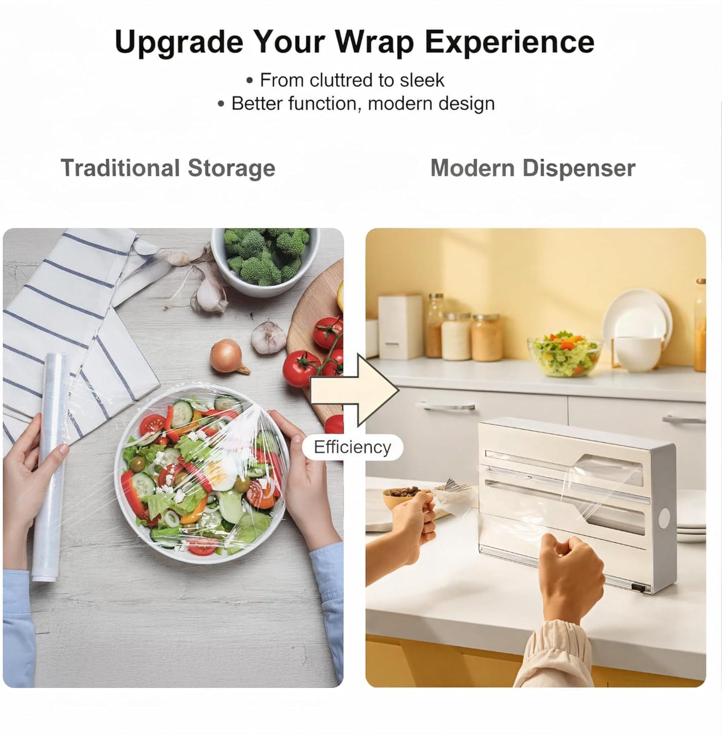 Li & Zhao Plastic Wrap Dispenser with Cutter - 3 in 1 Wrap Organizer with Cutter Foil and Plastic Wrap Organizer Baggie Organizer for Drawer Aluminum Foil Organizer Kitchen Wrap Organizer for 12" Roll