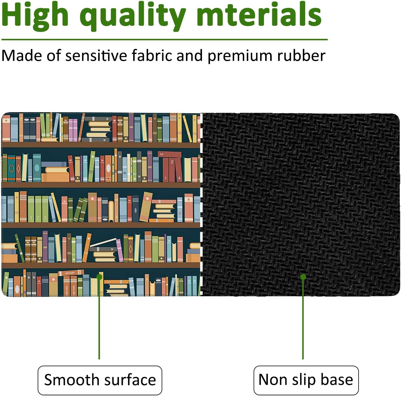 Bookshelves Full of Books Gaming Mouse Pad XXL Large Desk Mouse Pad Keyboard Mat with Stitched Edges Waterproof Non-Slip Desk Mat for Laptop,Keyboard,Computer 35.4 * 15.7 Inch